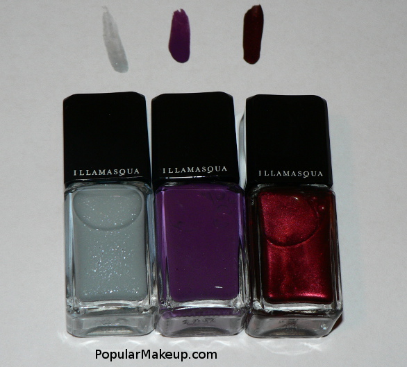 Illamasqua Rain Drops, Illamasqua Dedicate, Illamasqua Scarab Nail Varnishes Pictures, Swatches